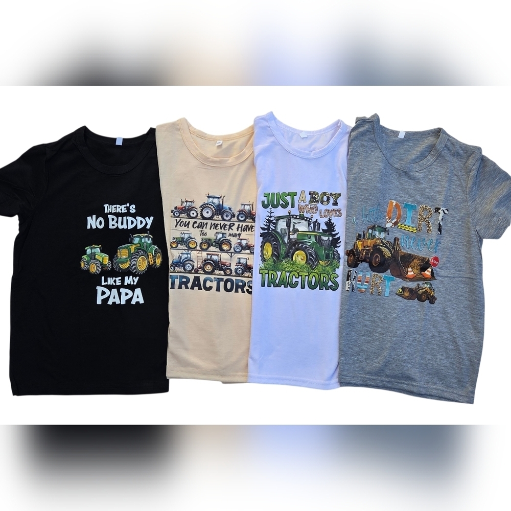 Tractor-Themed Kids T-Shirts - Set of 4 Size 6
